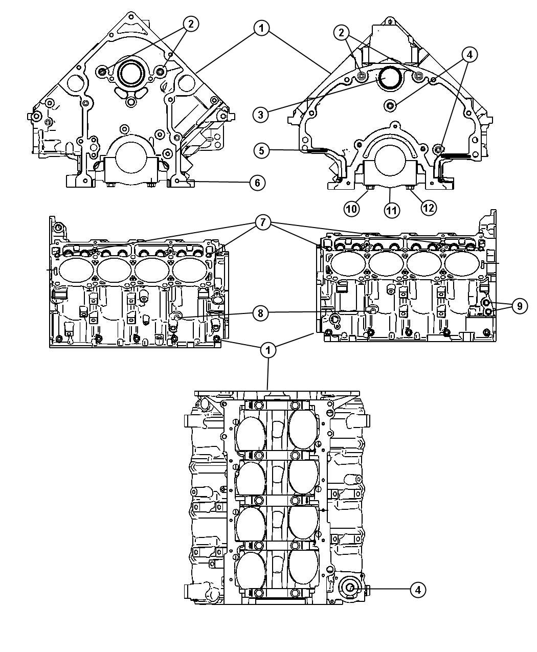 Diagram Engine Cylinder Block And Hardware 5.7L [5.7L V8 HEMI MDS VCT Engine] With MDS. for your 2000 Chrysler 300  M 