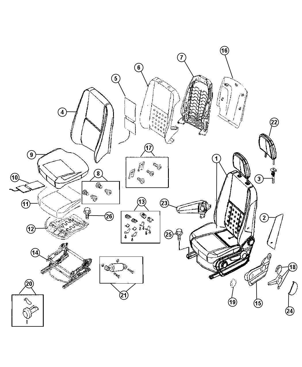 Front Seat - Bucket Trim Code [A6]. Diagram