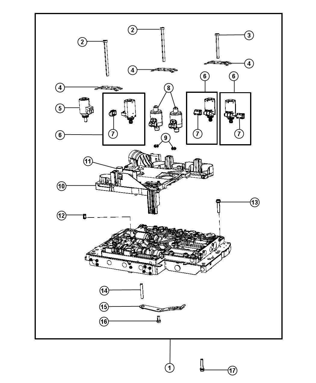 Diagram Valve Body And Related Parts. for your Dodge Charger  