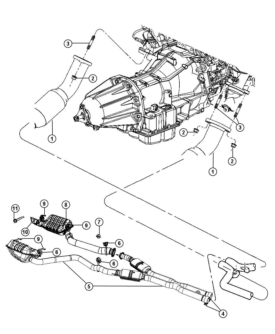 Diagram Exhaust System 5.7L [5.7L HEMI VCT Engine]. for your 2006 Dodge SPRINTER 3500 SHC VAN 158"  