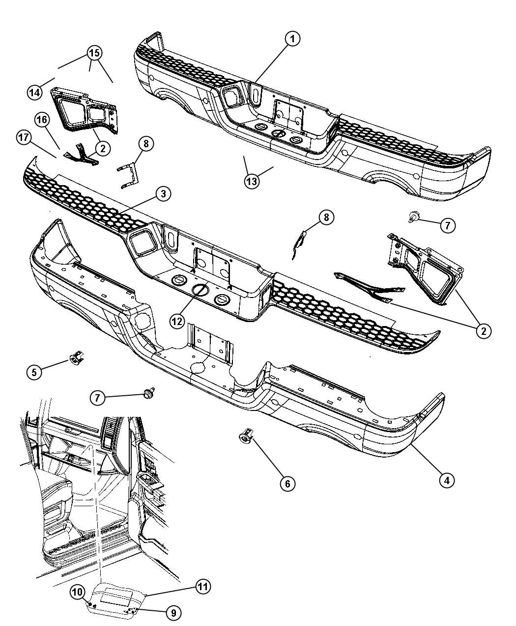 Diagram Bumper, Rear. for your 2005 Ram 1500   