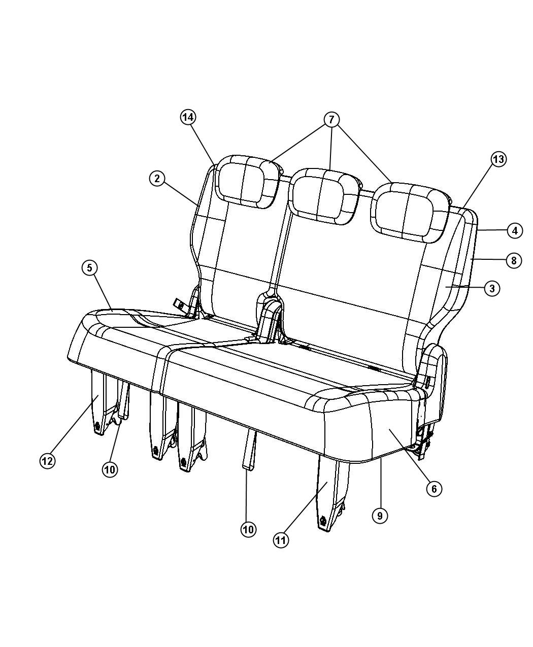 Diagram Rear Seat - Split Seat - Stow and Go - Trim Code [ML]. for your Dodge