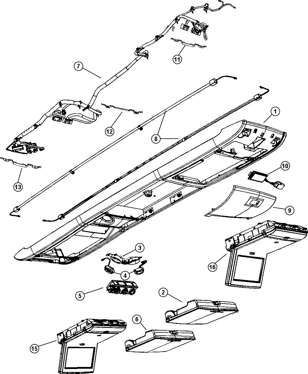 Overhead Console Full Rail. Diagram