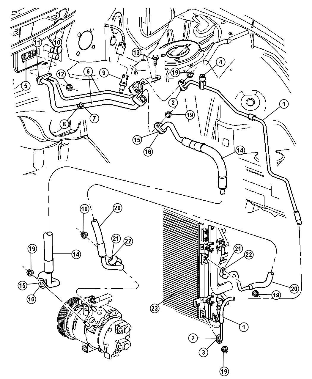 Diagram A/C Plumbing. for your 2020 Dodge Charger   