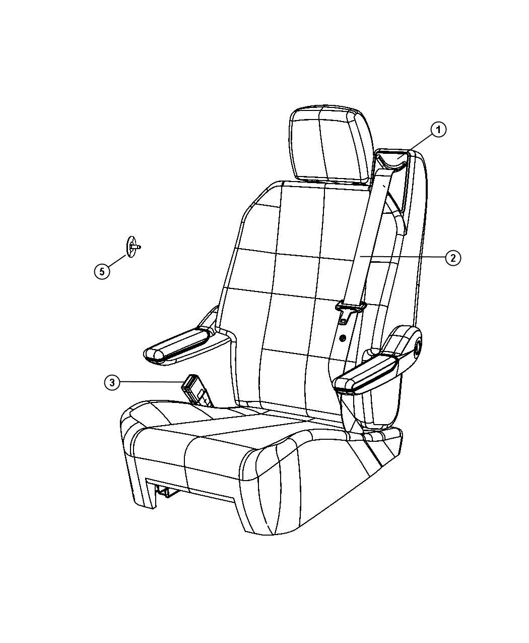 Seat Belt Second Row - Swivel Seat. Diagram