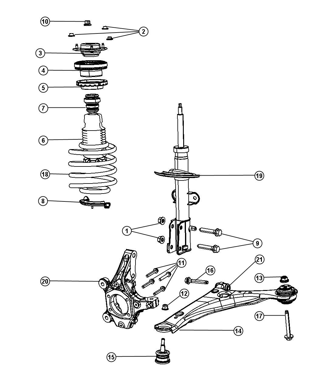 Diagram Suspension, Front. for your 2001 Dodge Grand Caravan   