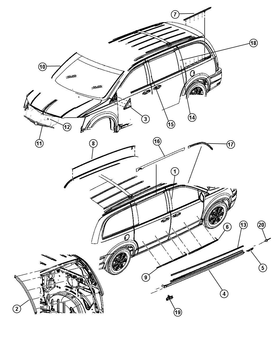 Diagram Exterior Ornamentation. for your Dodge Grand Caravan  