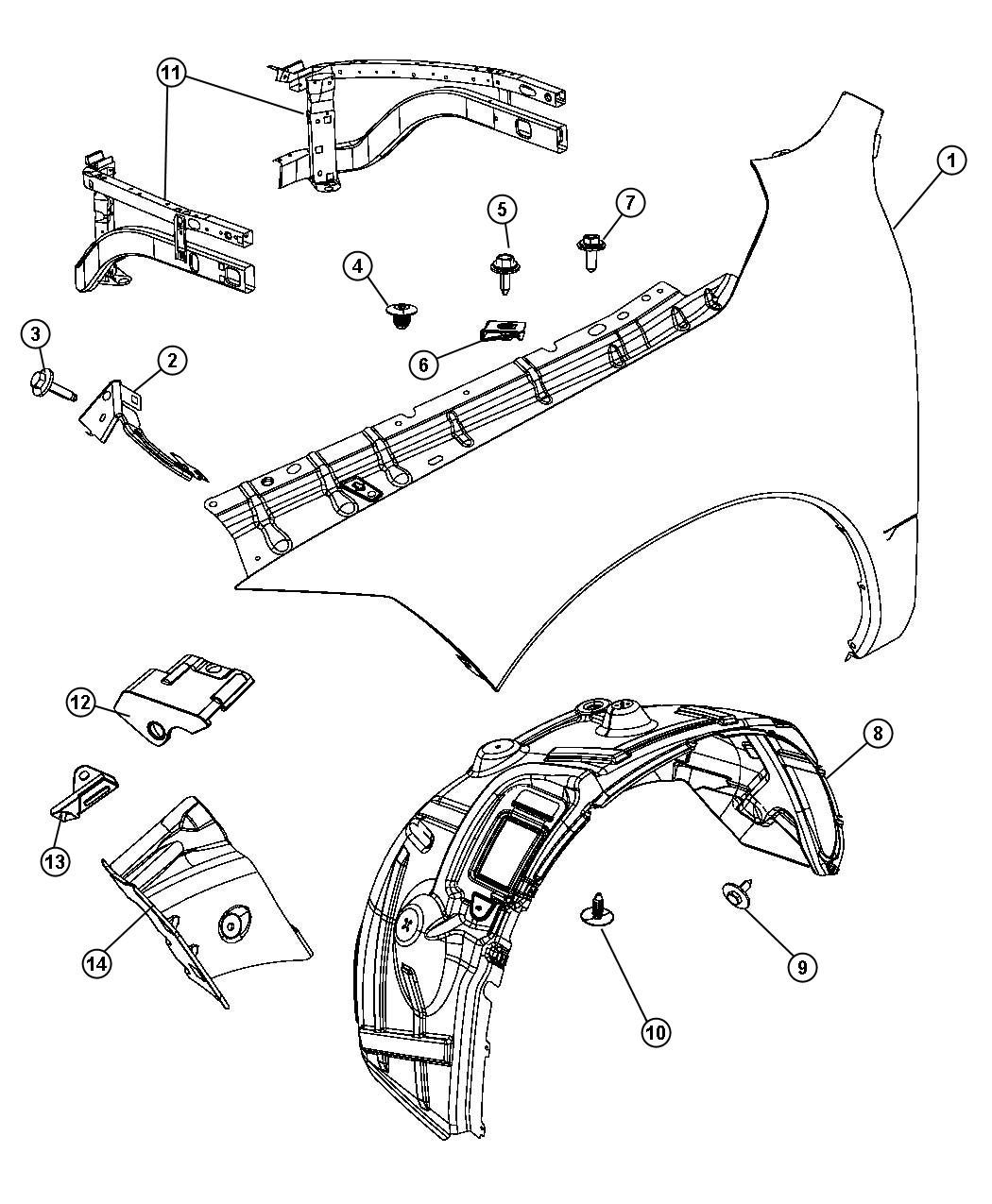 Diagram Front Fender. for your 2004 Ram 1500   