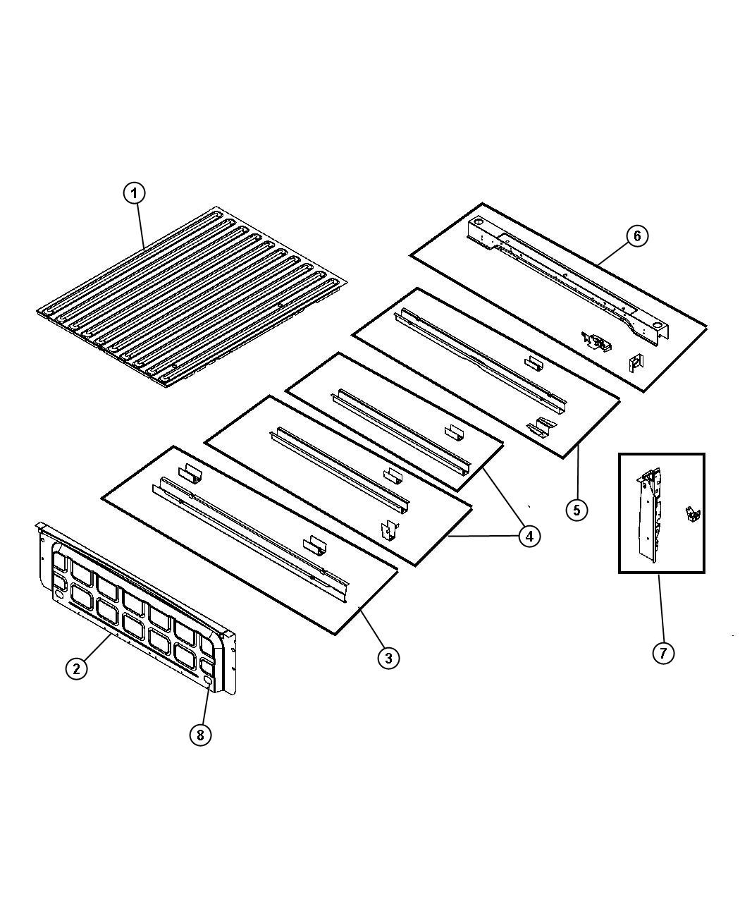 Diagram 5.7 Foot, Pick-up Box Crossmembers, Reinforcements. for your Chrysler 300  M