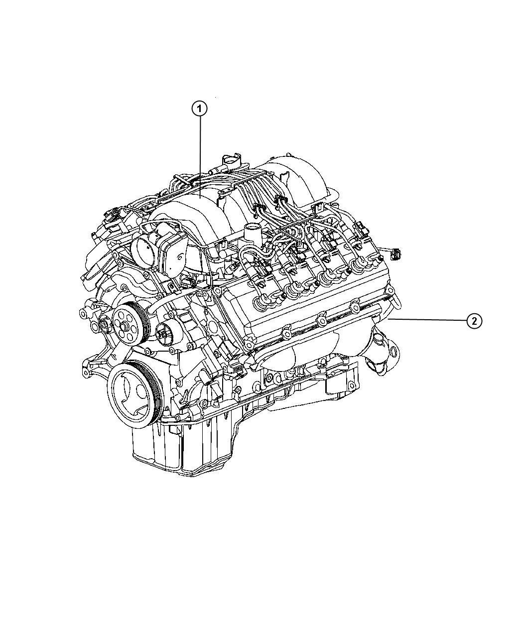 Diagram Engine Assembly And Service Long Block 5.7L [5.7L V8 HEMI MDS VCT Engine]. for your Chrysler 300 M 