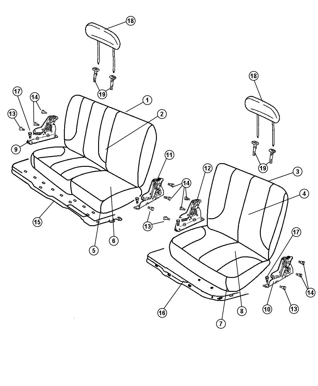 Diagram Crew Cab - Split Seat - Trim Code [M9] [MJ]. for your 2003 Chrysler 300  M 