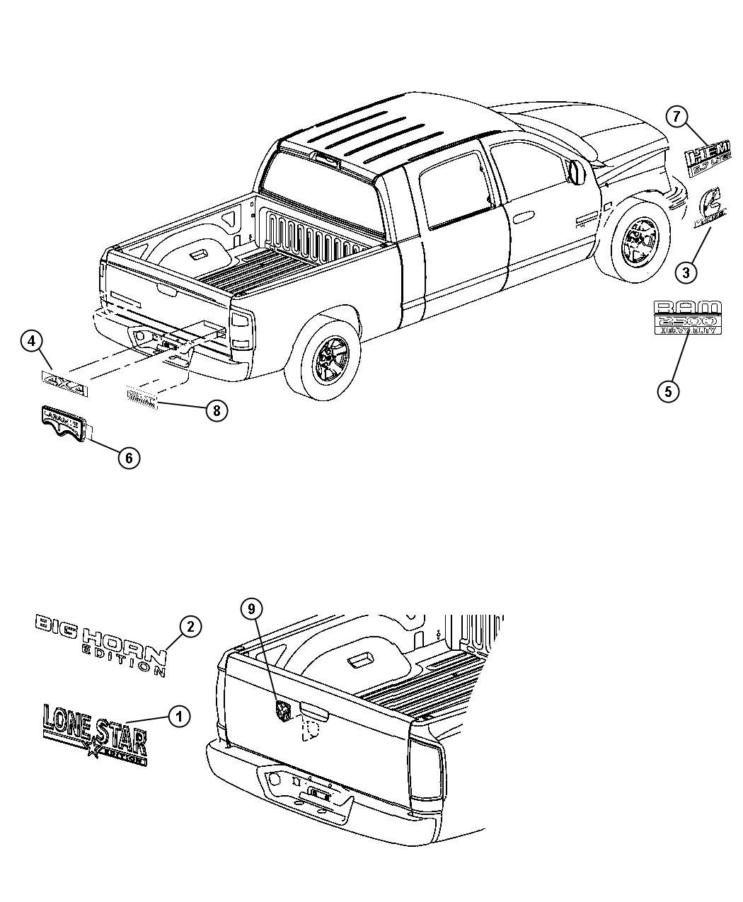 Nameplates, Emblems and Medallions. Diagram