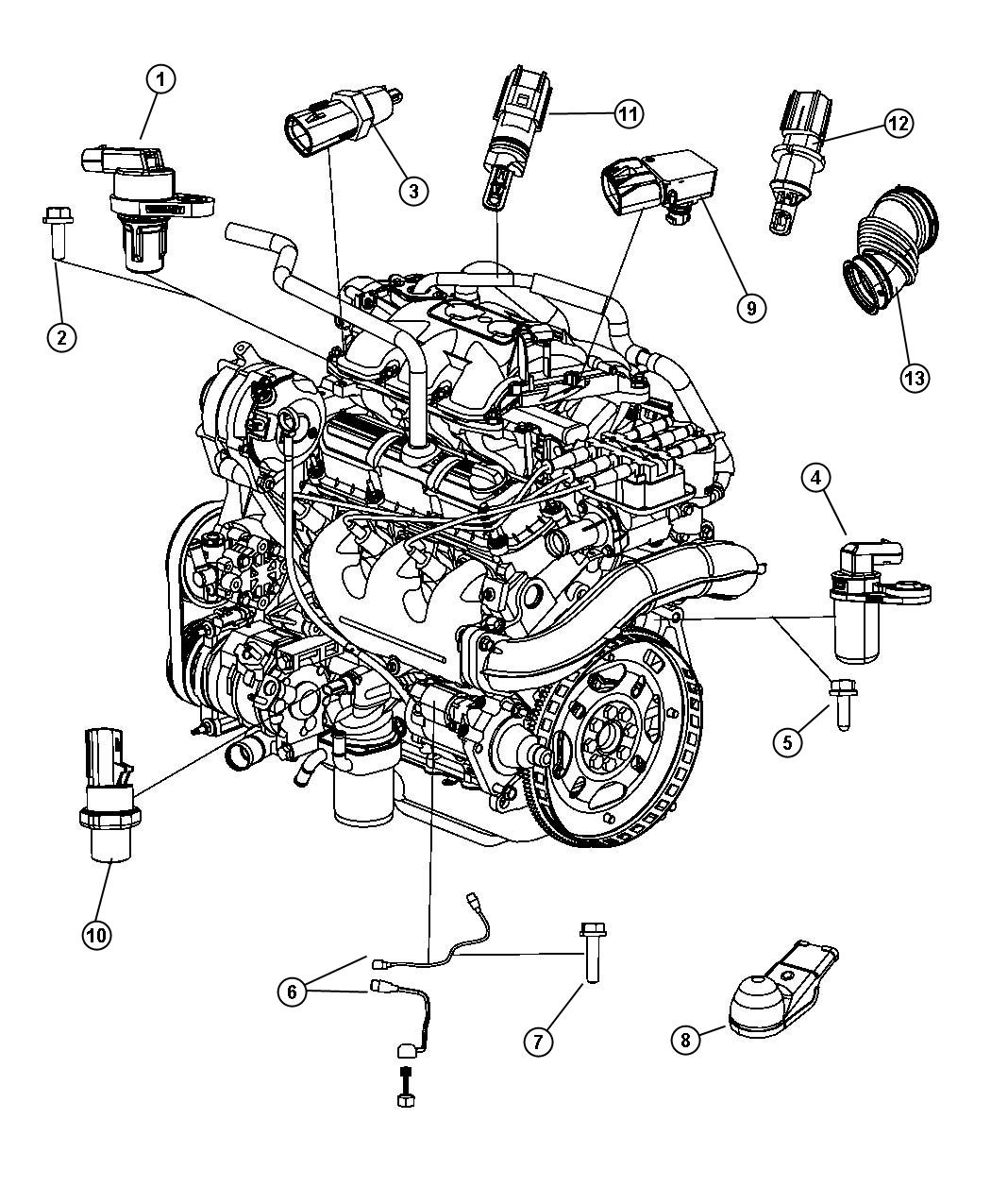 Diagram Sensors, Gas Engine. for your 2013 Dodge Charger  R/T 