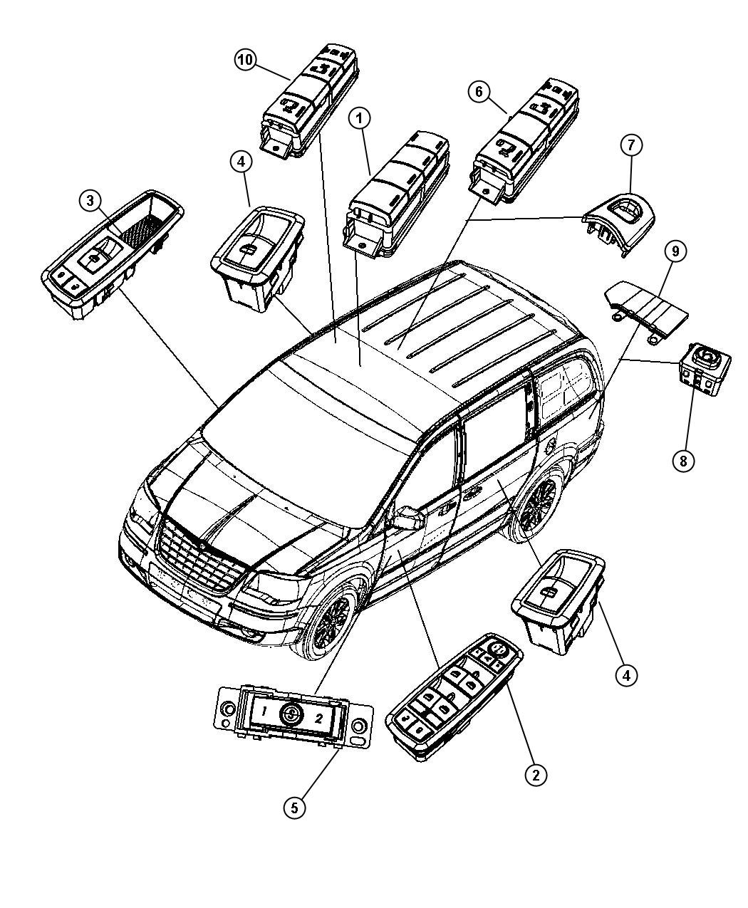 Diagram Switches Doors, Decklid, and Liftgate. for your Dodge