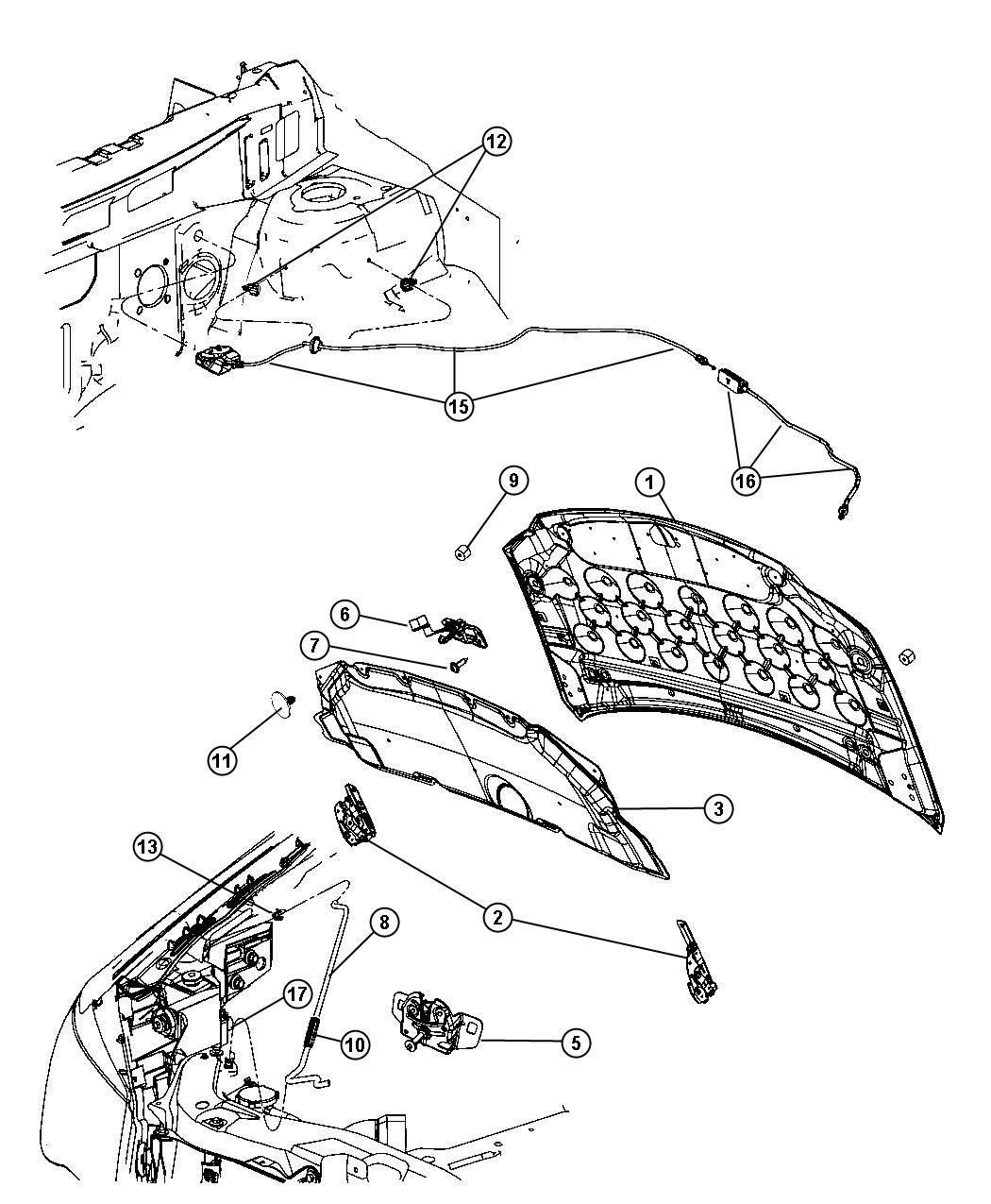 Diagram Hood and Related Parts. for your 2014 Chrysler 300   