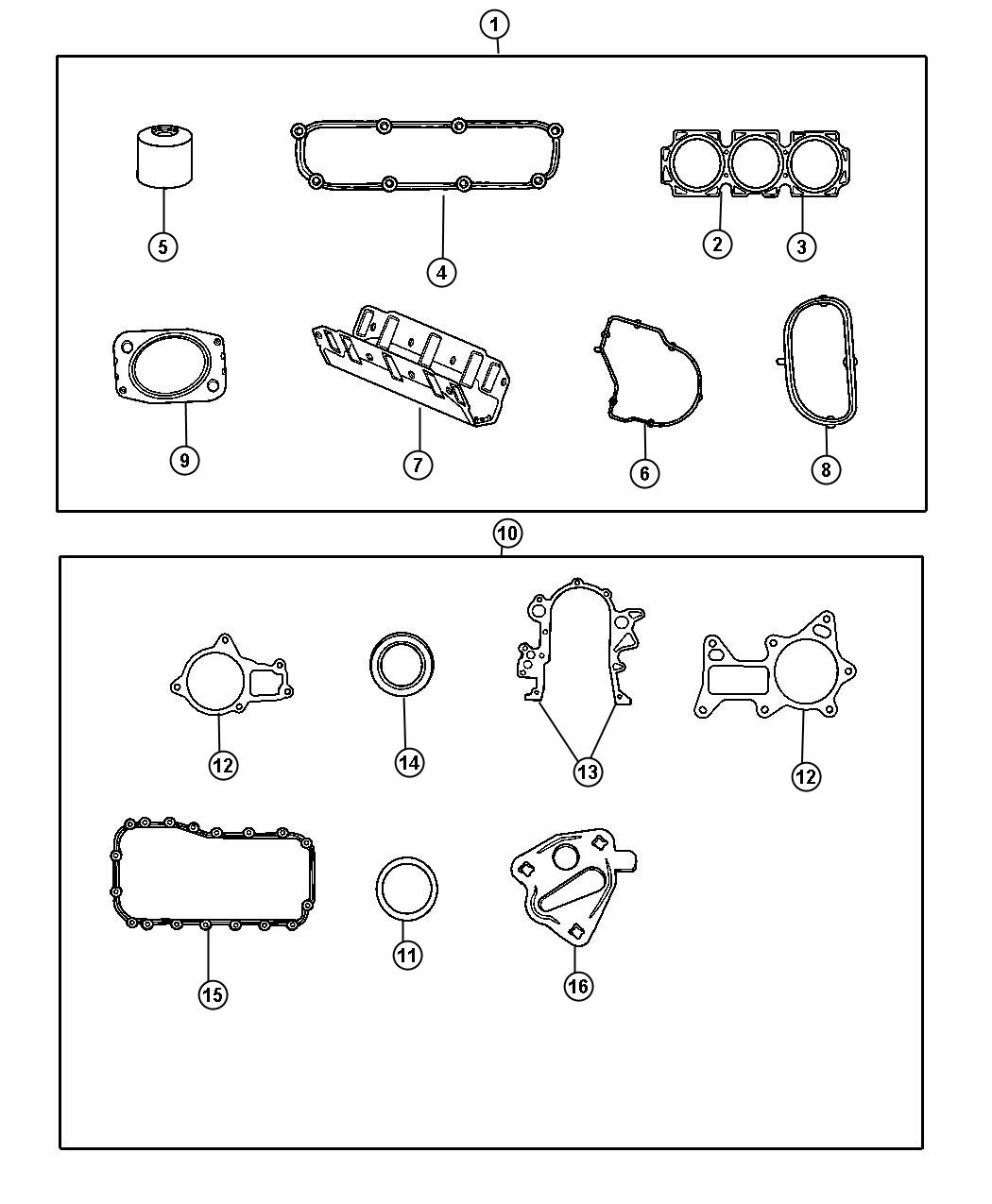 Diagram Engine Gasket Kits 3.3L [3.3L V6 OHV Engine]. for your 2003 Jeep Wrangler   