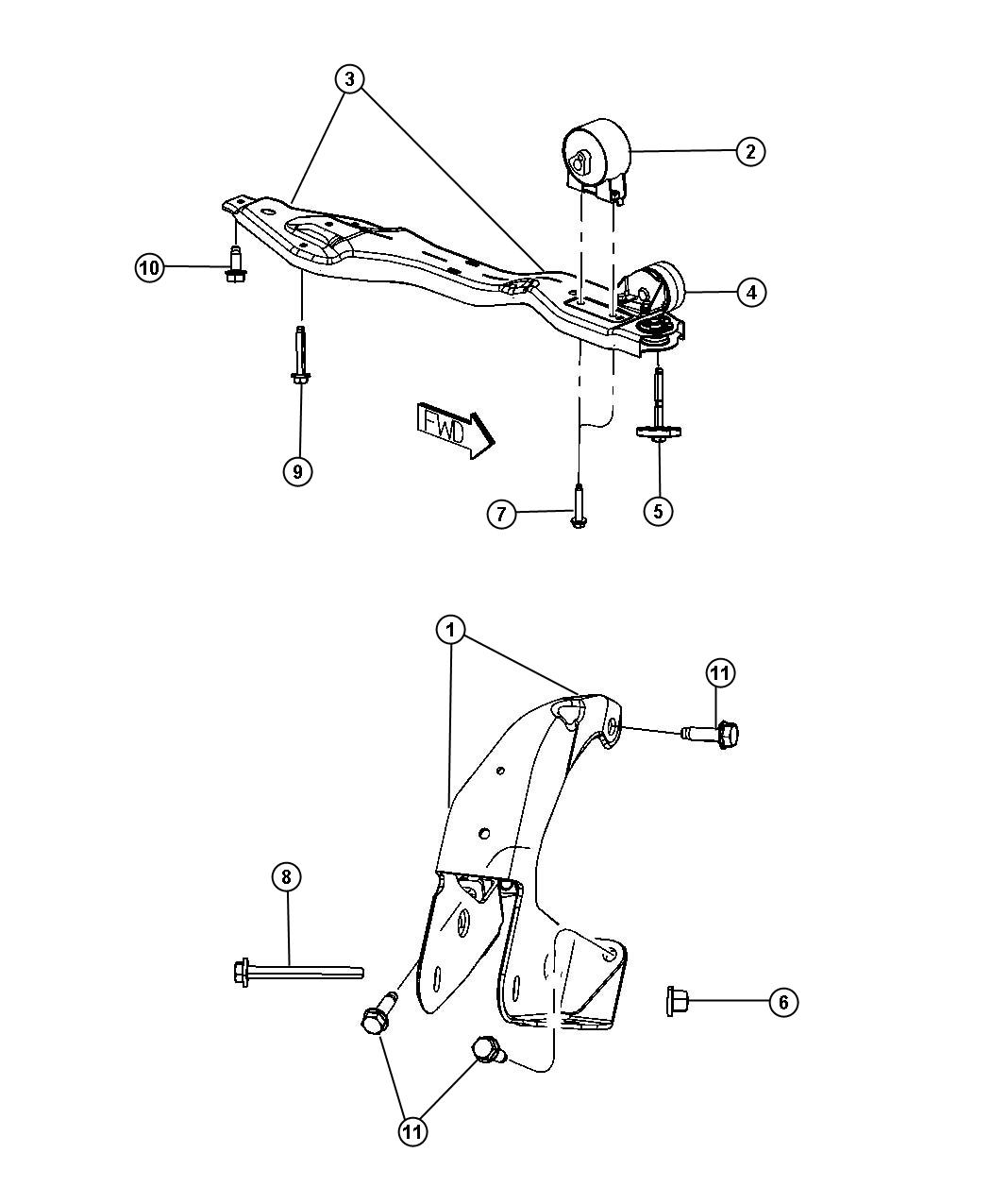 Diagram Engine Mounting Front FWD 4.0L [4.0L V6 SOHC Engine]. for your 2000 Dodge Grand Caravan   