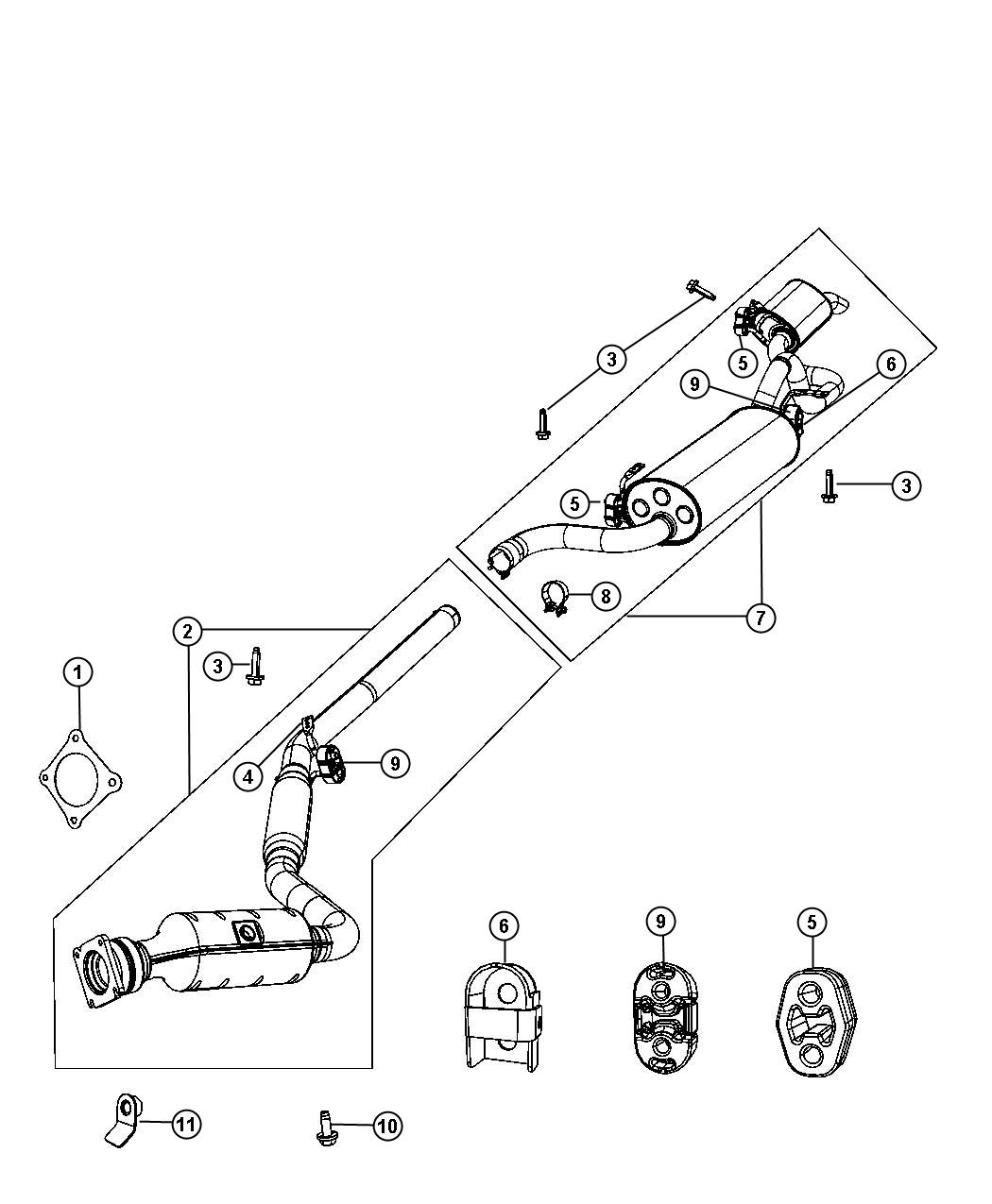 Diagram Exhaust System 3.3L [3.3L V6 OHV Engine]. for your 2017 Dodge Grand Caravan   