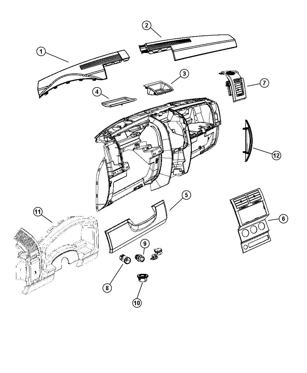 Diagram Instrument Panel Trim. for your 2000 Chrysler 300  M 