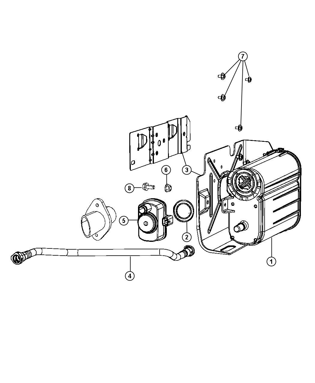 Diagram Vapor Canister and Leak Detection Pump. for your 2007 Dodge NITRO   