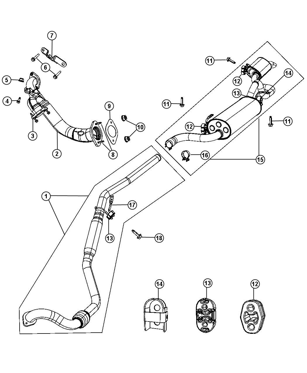 Diagram Exhaust System 4.0L [4.0L V6 SOHC Engine]. for your Dodge Grand Caravan  