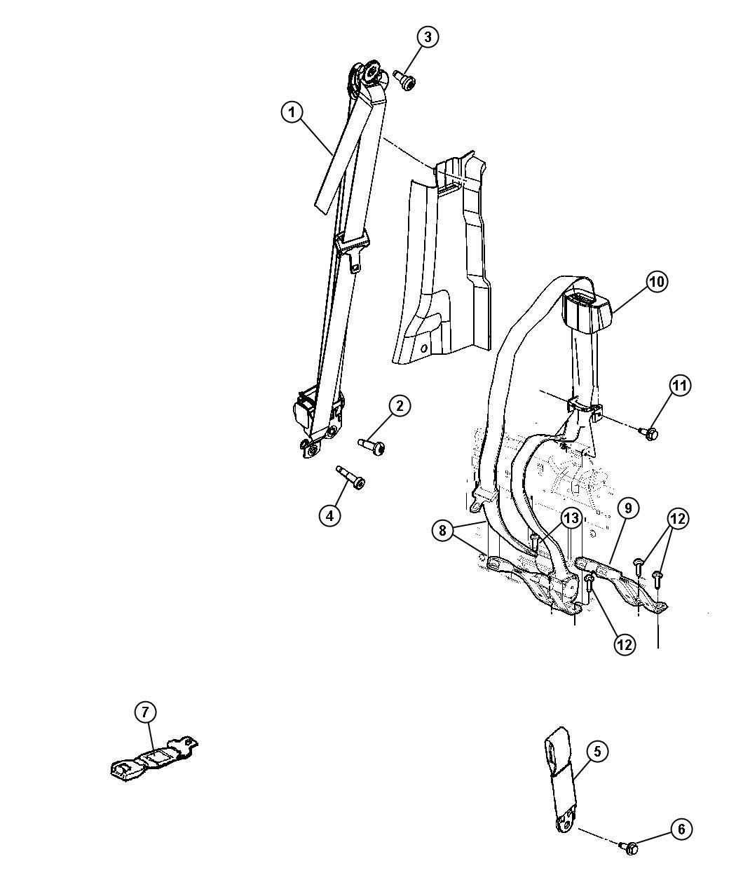 Diagram Seat Belts Rear. for your Dodge Ram 1500  