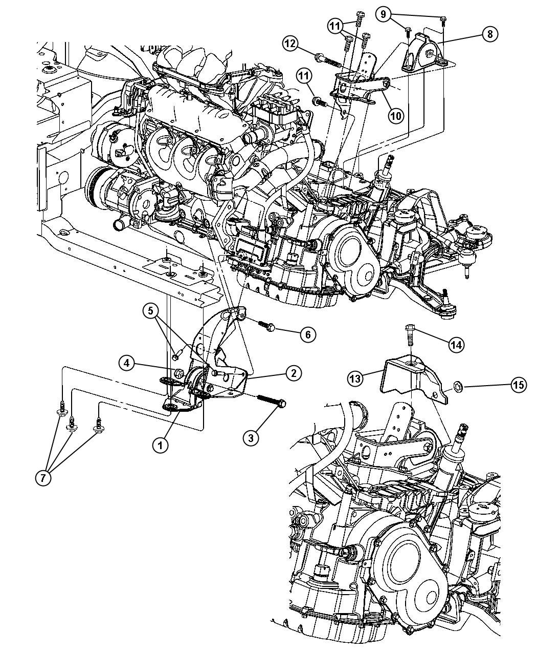 Diagram Engine Mounting Front FWD 2.9L [2.9L V6 OHV Engine]. for your 2013 Chrysler Town & Country   