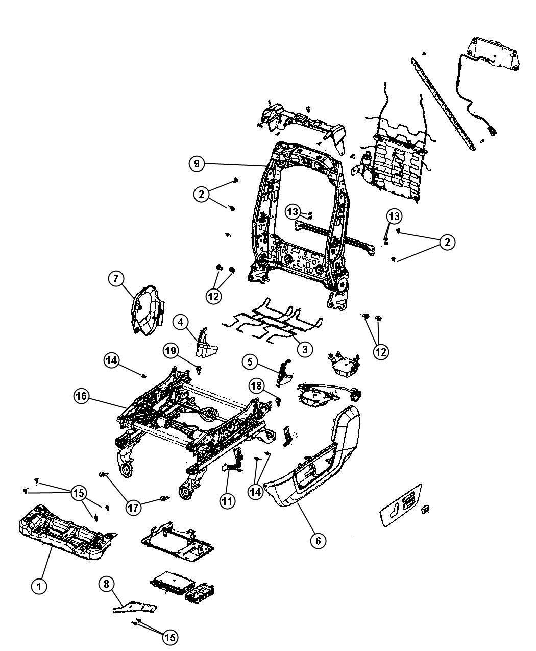 Diagram Adjusters, Recliners and Shields - Driver Seat - Manual. for your Dodge