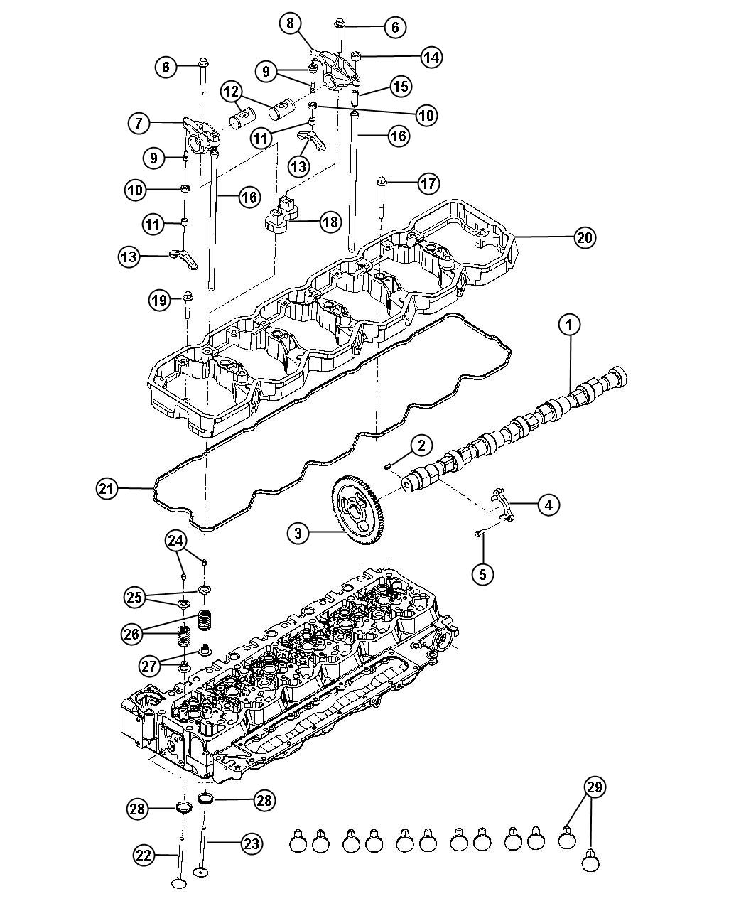 Diagram Camshaft and Valvetrain 6.7L Diesel [6.7L I6 CUMMINS TURBO DIESEL ENGINE]. for your 2002 Chrysler 300  M 