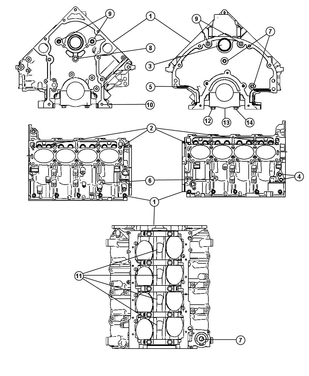 Diagram Engine Cylinder Block And Hardware 5.7L [5.7L HEMI VCT Engine]. for your 2000 Chrysler 300  M 