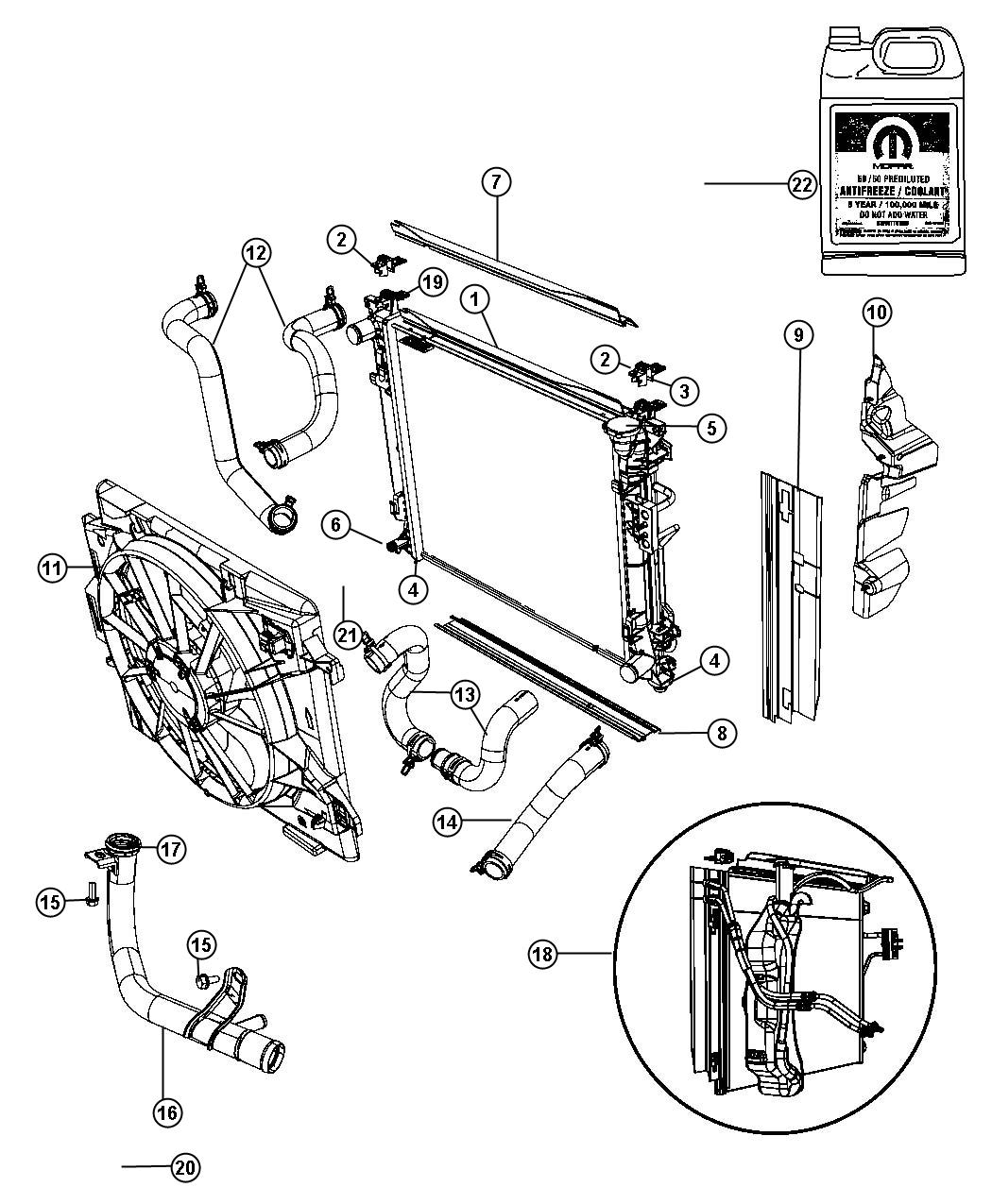 Radiator and Related Parts. Diagram