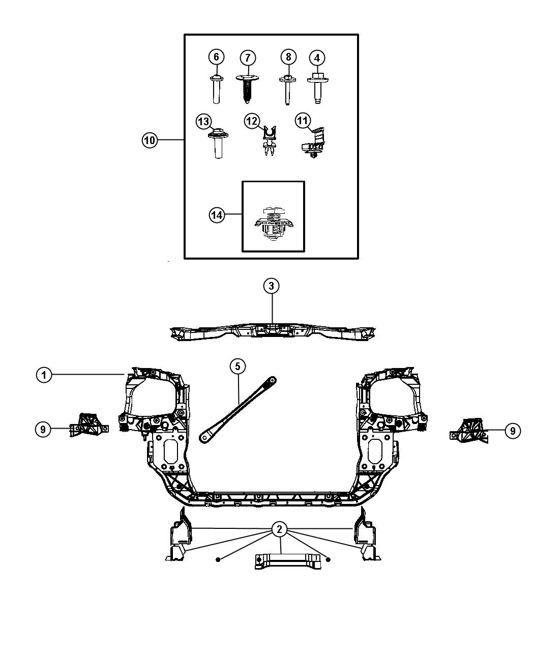 Diagram Radiator Support. for your Jeep Wrangler  