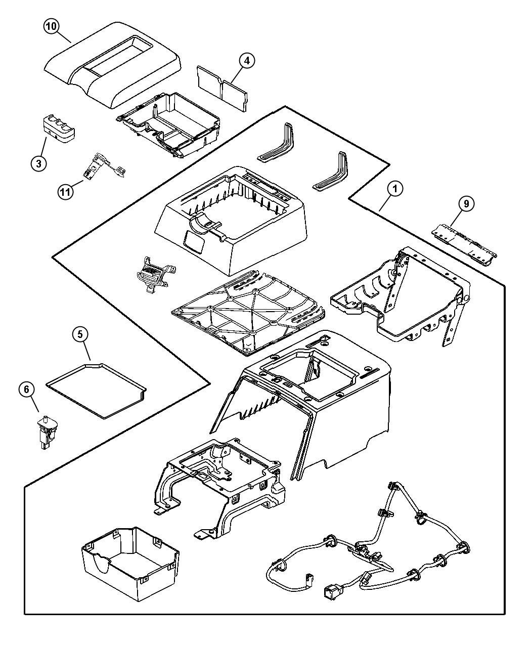 Floor Console Rear. Diagram