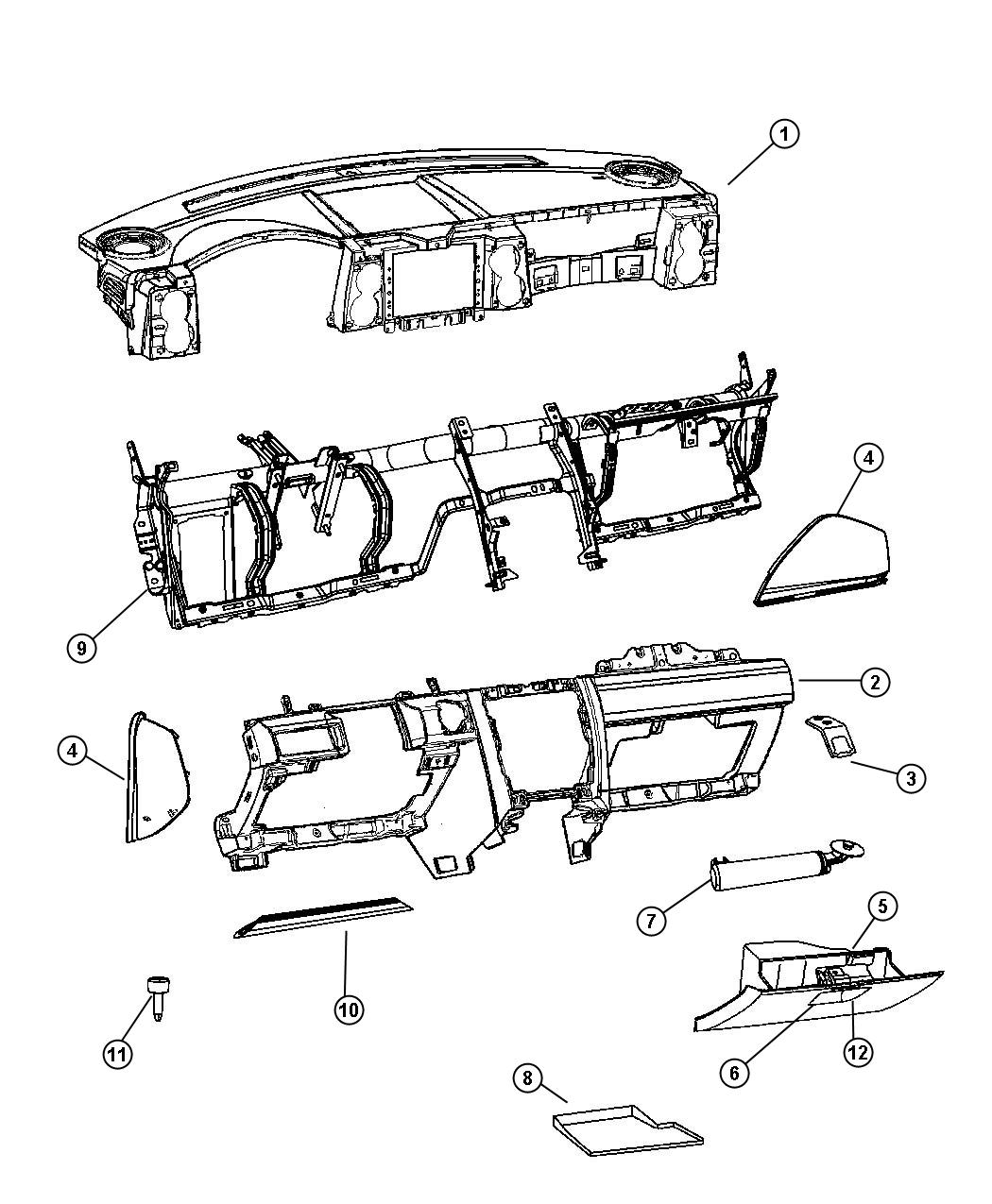 Diagram Instrument Panel and Structure. for your Jeep