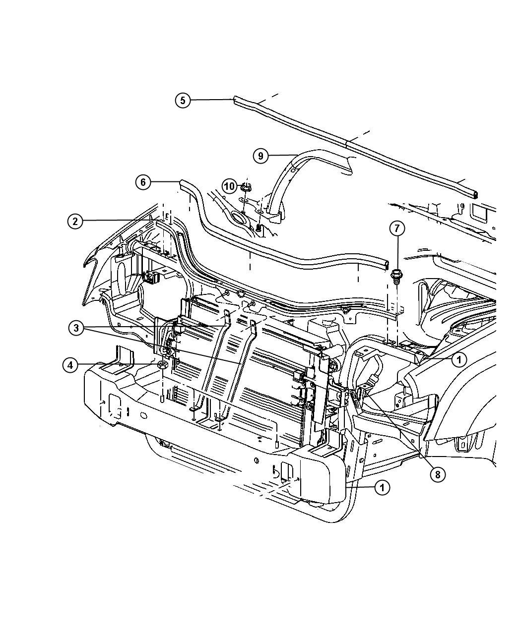 Diagram Radiator Support. for your Jeep