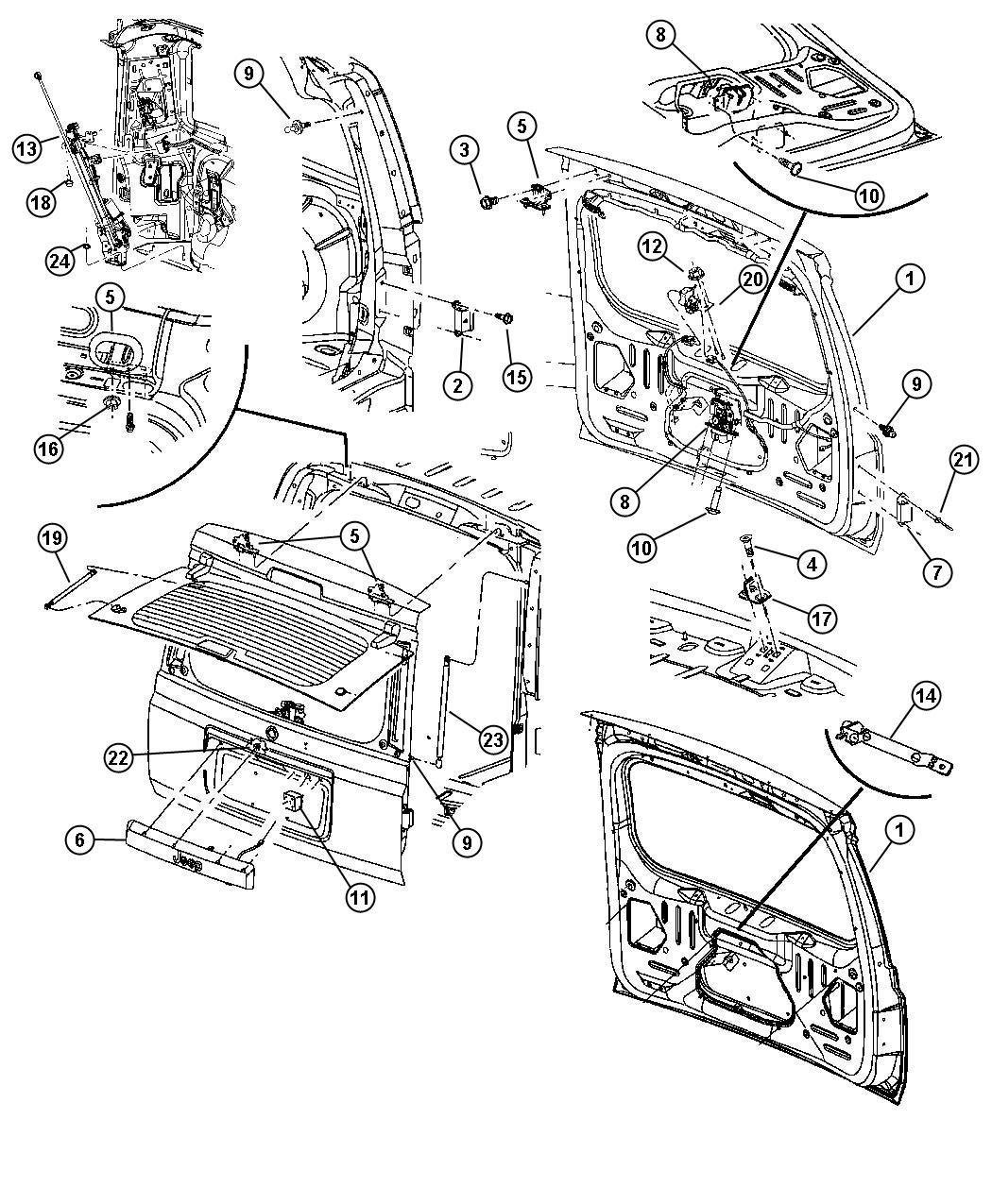 Diagram Liftgates. for your 2006 Jeep Grand Cherokee   