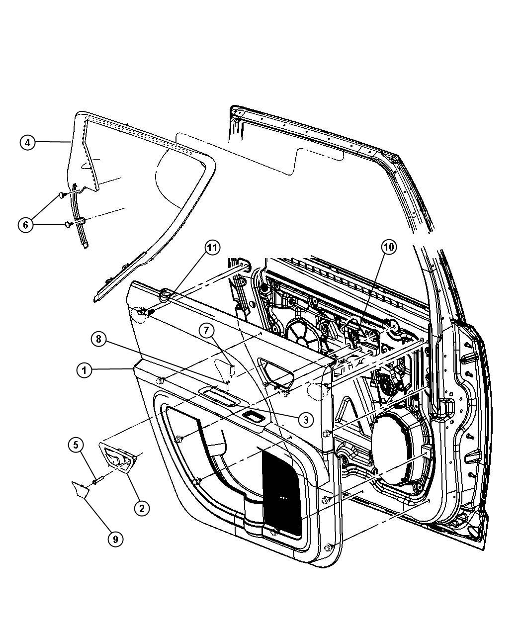 Diagram Rear Door Trim Panels. for your Dodge