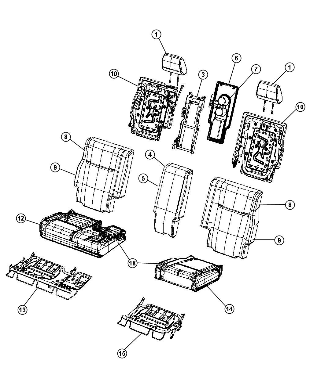 Diagram Rear Seat - Trim Code [D5]. for your Dodge