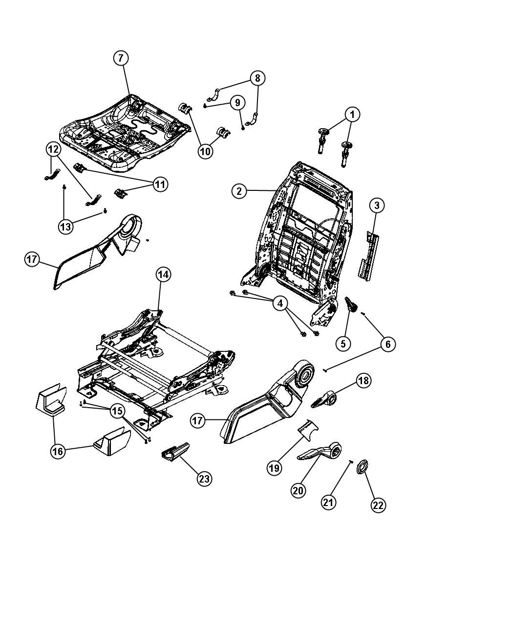 Diagram Adjusters , Recliners and Shields - Driver Seat - Manual. for your Dodge