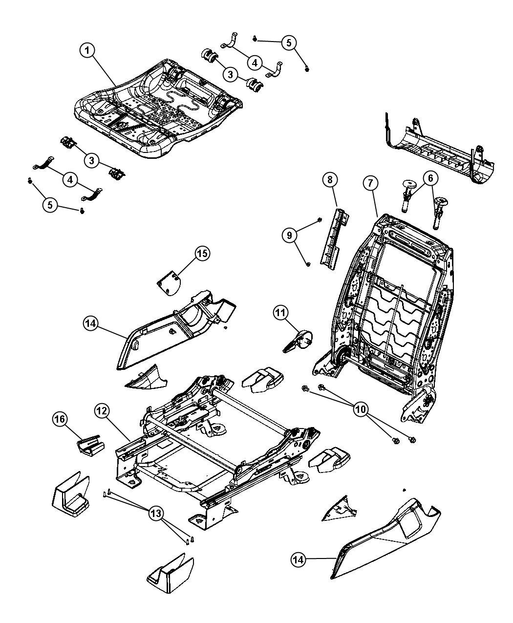 Adjusters , Recliners and Shields - Passenger Seat Manual. Diagram
