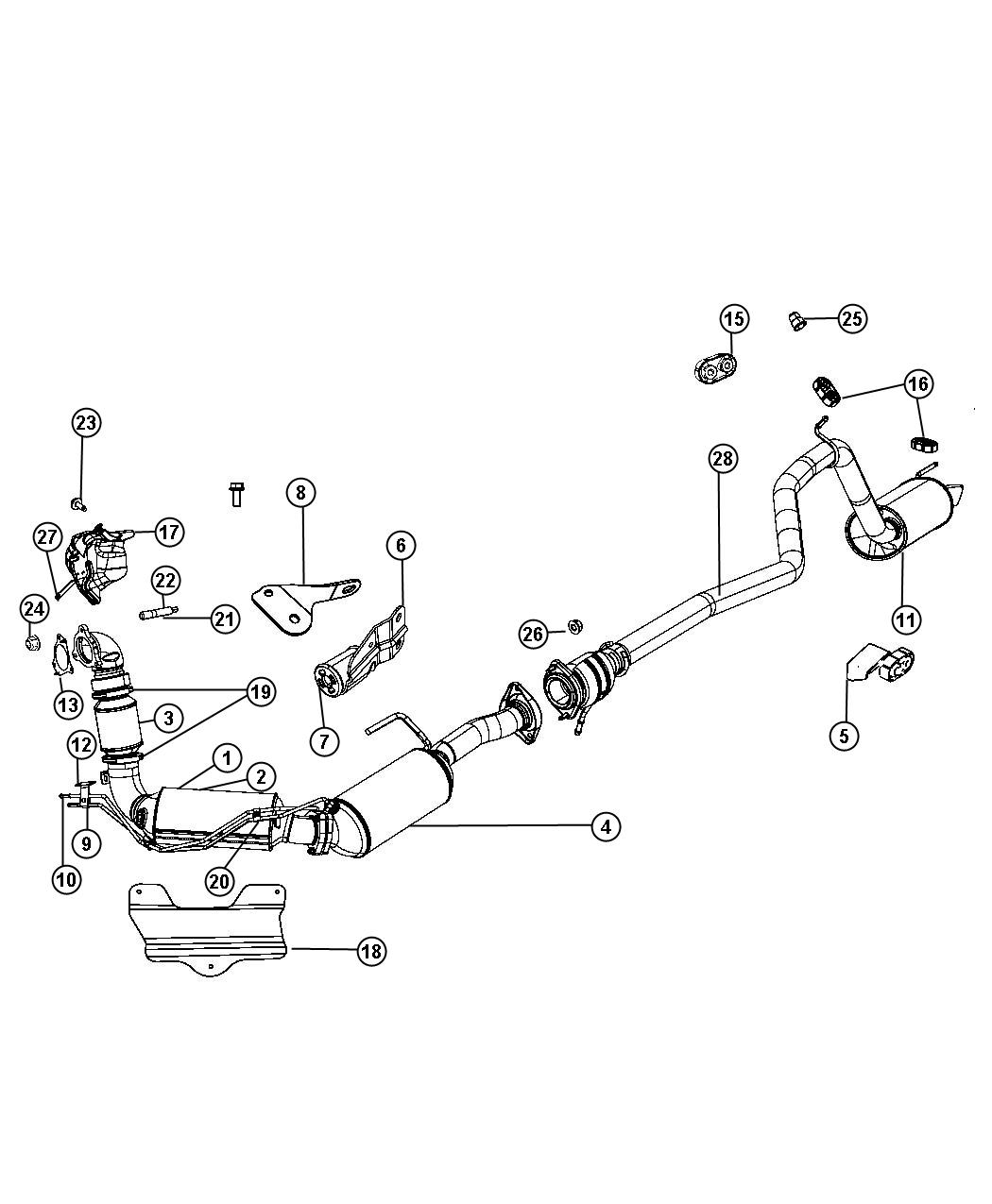 Diagram Exhaust System 3.0L [3.0L V6 Turbo Diesel Engine]. for your Jeep