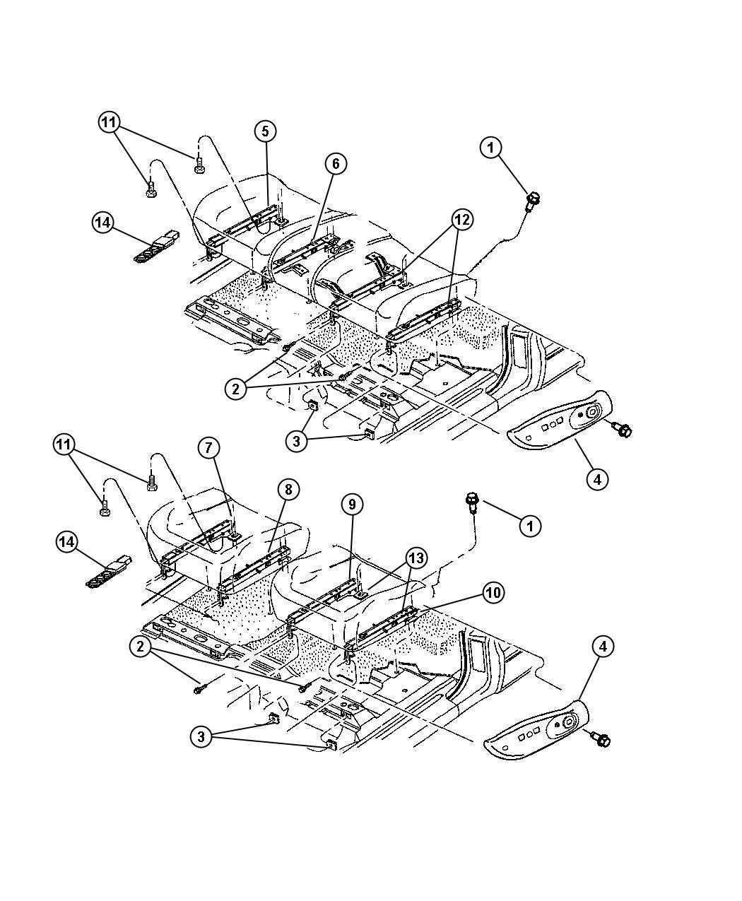 Diagram Adjusters and Attaching Parts. for your 2010 Dodge Dakota LARAMIE CREW CAB 3.7L Magnum V6 4X4 