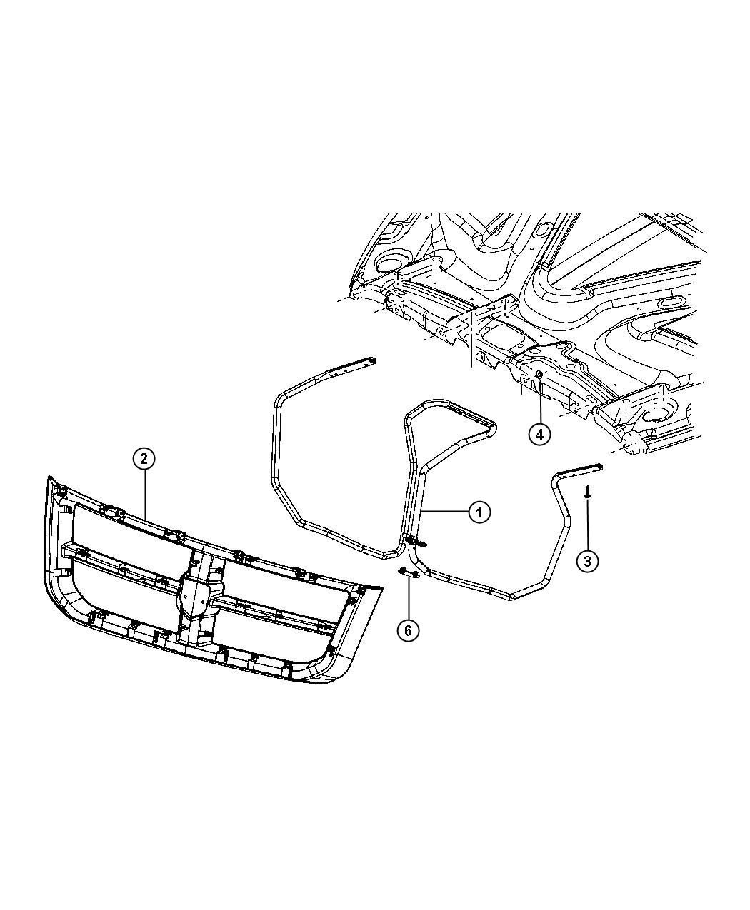 Diagram Grilles and Attaching Hardware. for your 2006 Dodge Ram 1500   