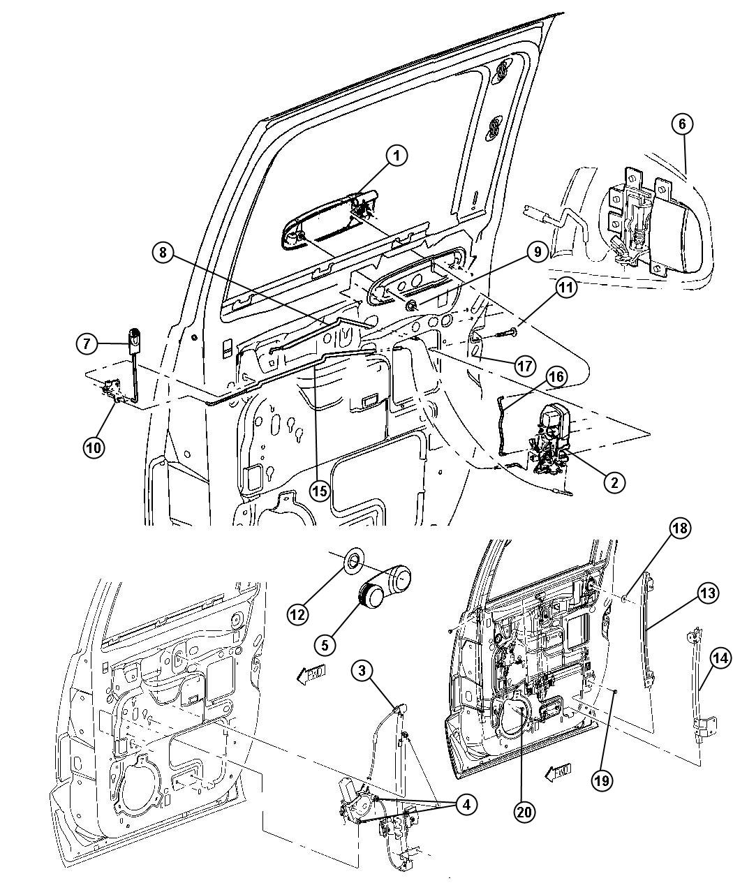 Diagram Rear Door, Hardware Components, Crew Cab. for your Chrysler 300  M