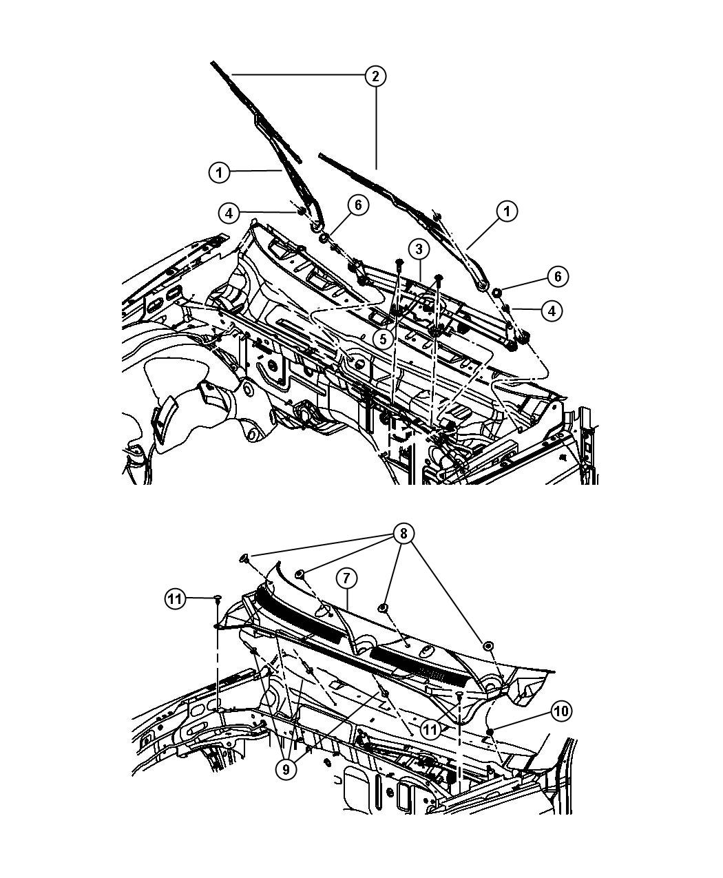 Diagram Front Wiper System. for your 2001 Chrysler 300  M 