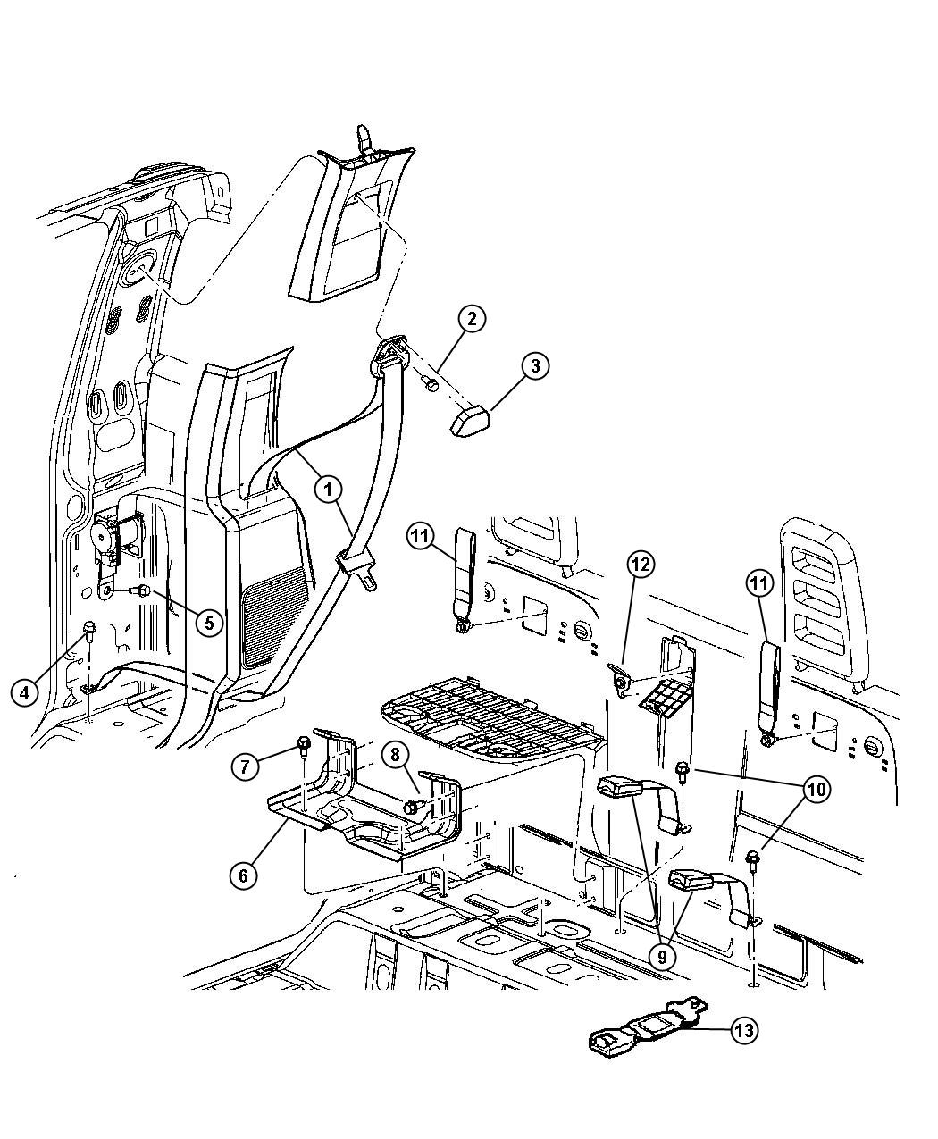 Diagram Seat Belts Rear. for your 2000 Chrysler 300  M 