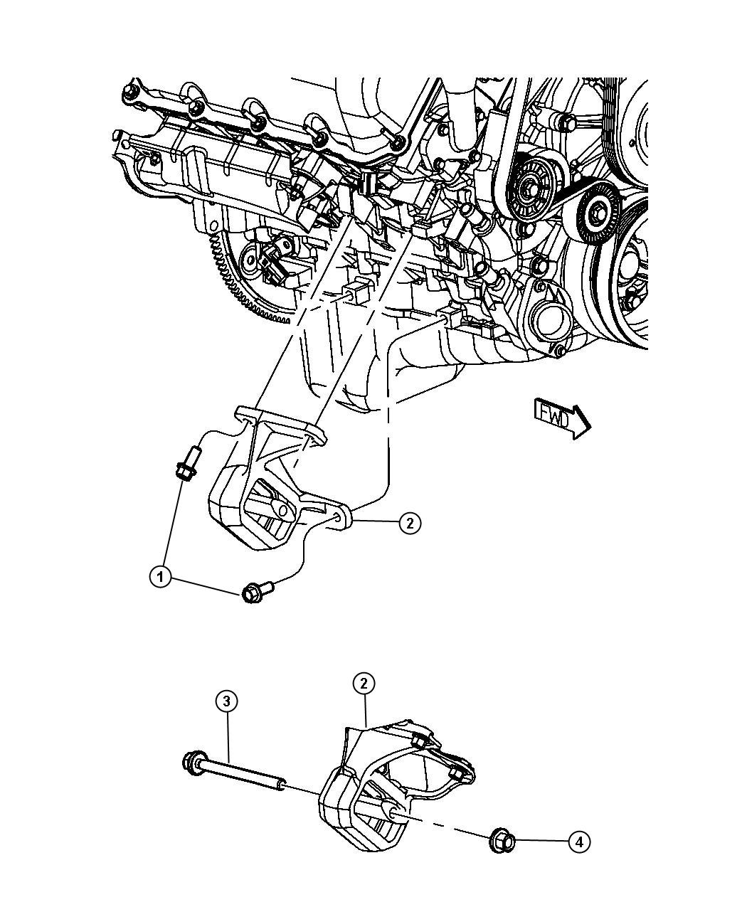 Diagram Engine Mounting Right Side RWD/2WD 3.7L [3.7L V6 Engine]. for your 2003 Chrysler 300  M 