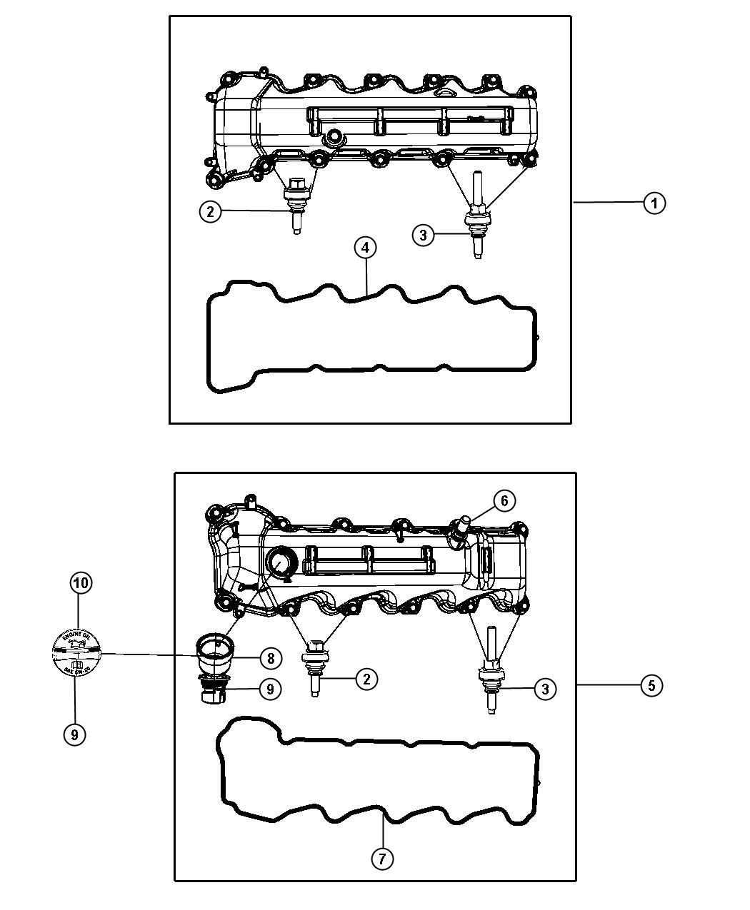 Diagram Cylinder Head Covers 4.7L [4.7L V8 Engine]. for your Chrysler 300  M