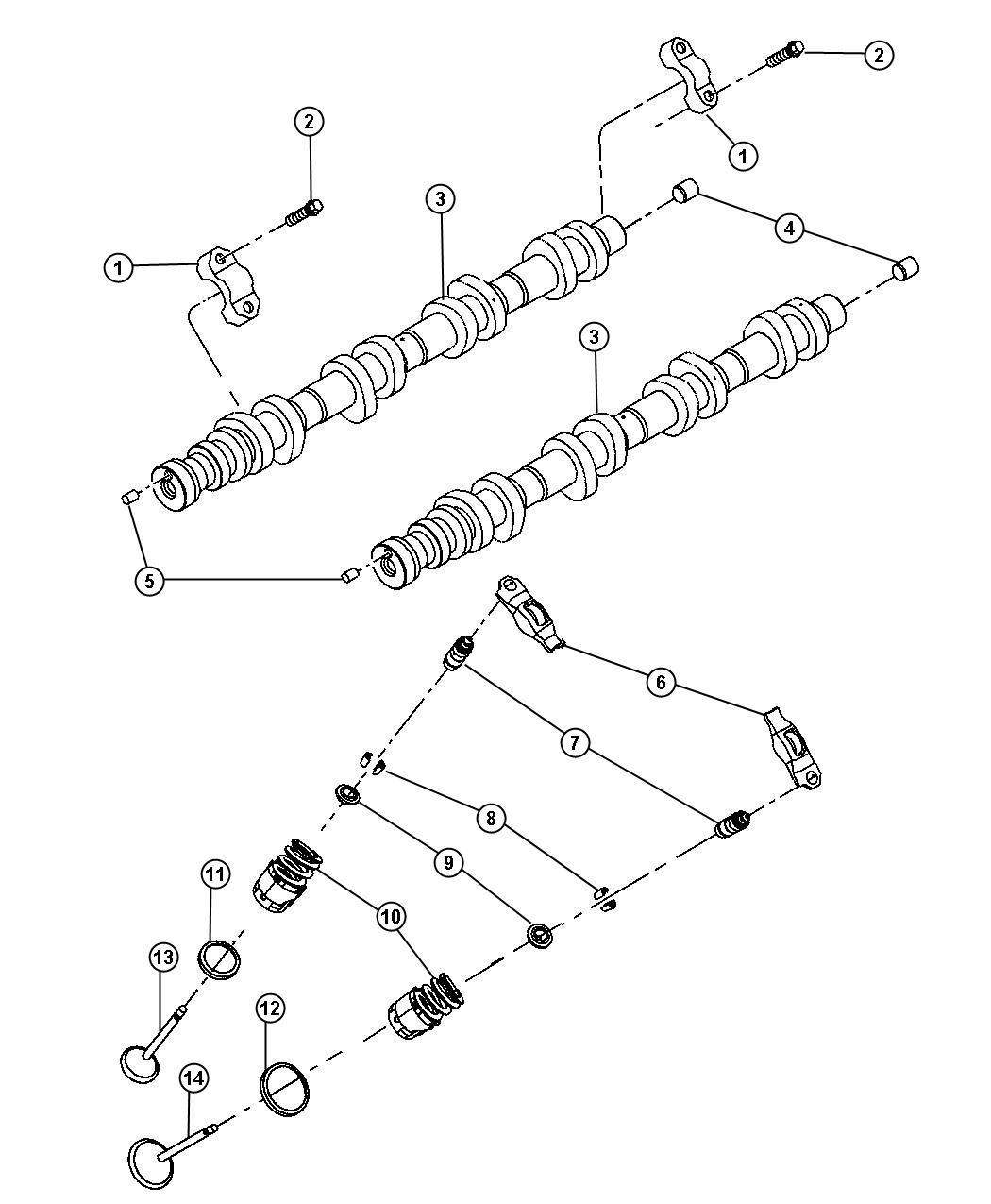 Camshafts And Valvetrain 4.7L [4.7L V8 Engine]. Diagram