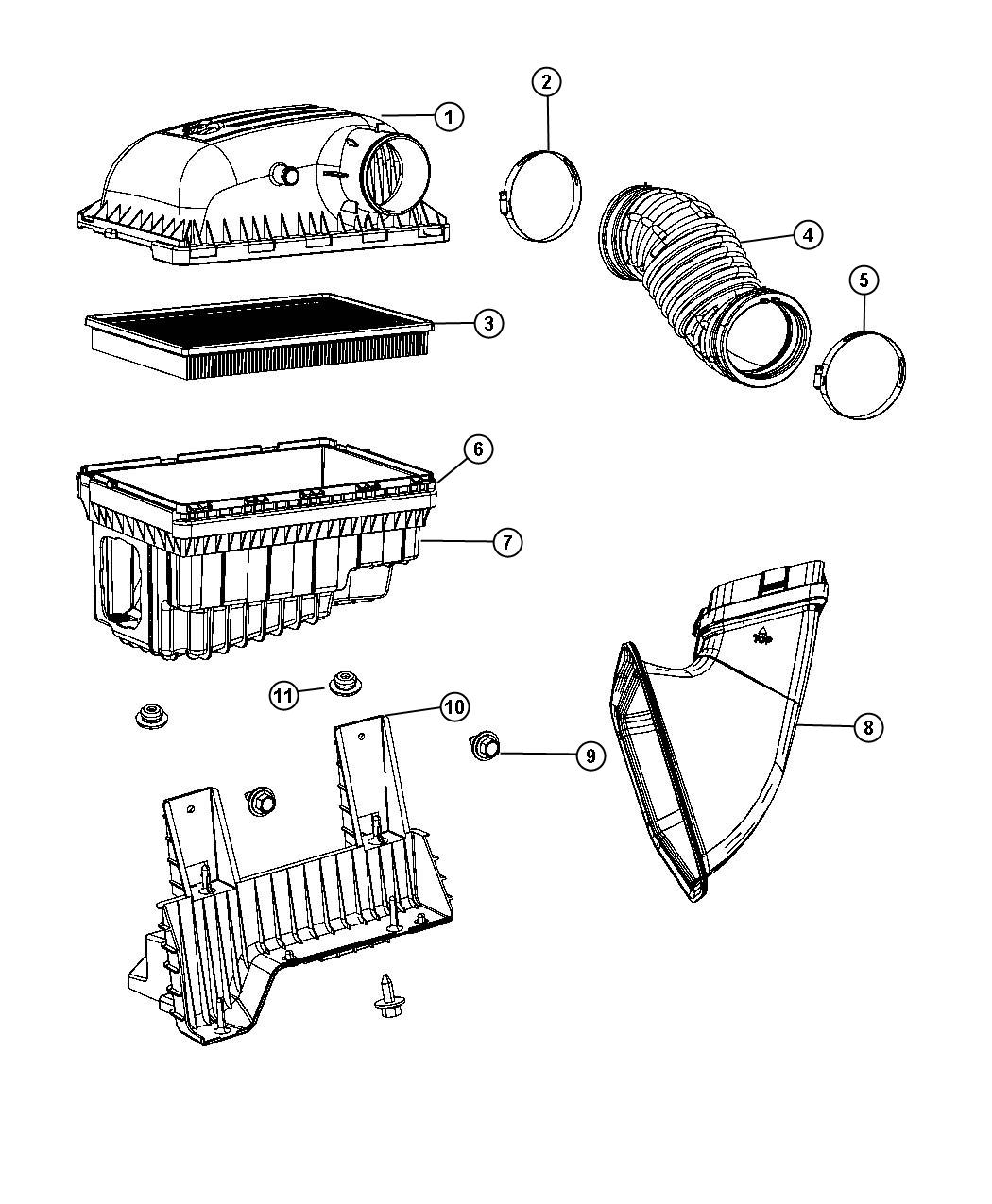 Diagram Air Cleaner 5.7L [5.7L HEMI VCT Engine]. for your 2002 Dodge Ram 1500   